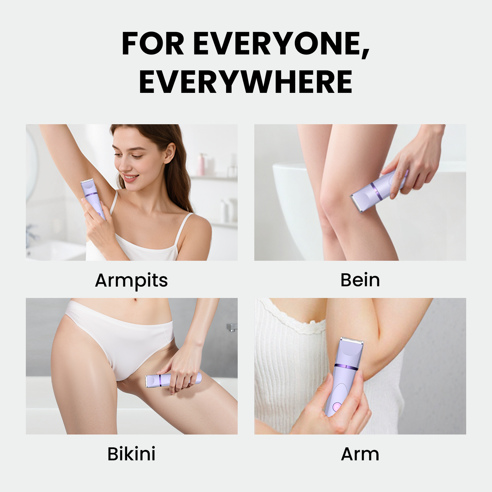 OLOV Electric Body Hair Trimmer Kit - Bikini, Groin & Underarm Grooming, Wet/Dry Shaver, USB Rechargeable, Waterproof Razor for Men & Women, Purple