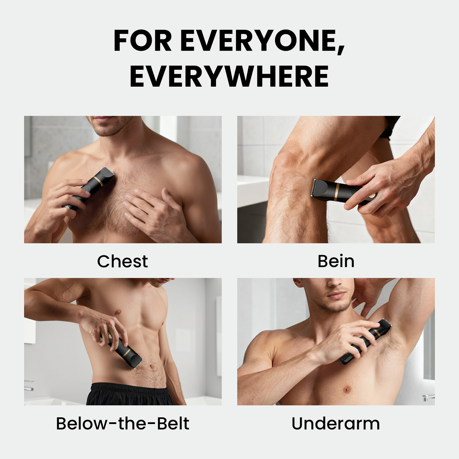 OLOV Electric Body Hair Trimmer Kit - Groin, Bikini & Underarm Grooming, Wet/Dry Shaver, USB Rechargeable, Waterproof Razor for Men & Women, Black