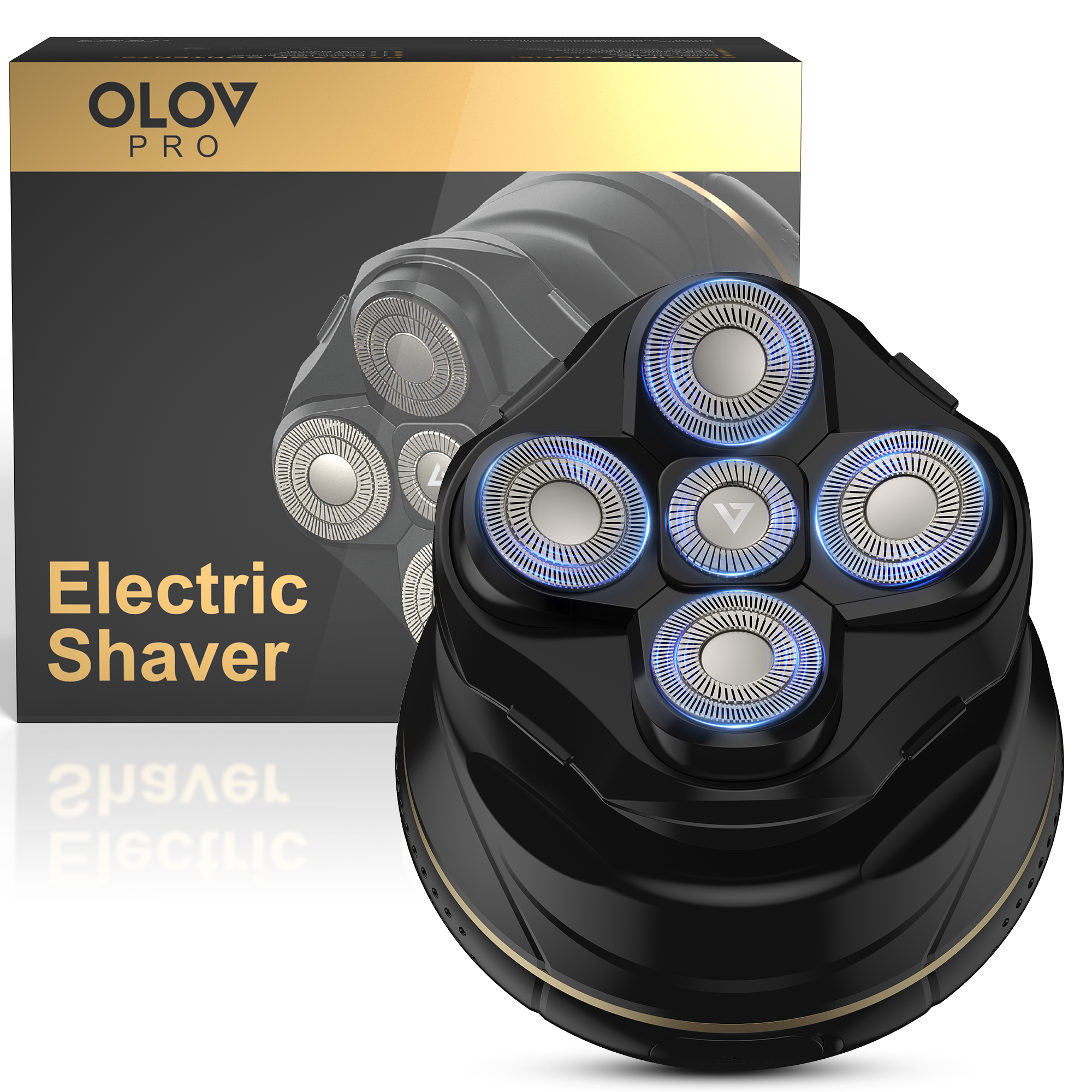 OLOV Pro Cordless Rechargeable Waterproof Men's Head & Hair Electric Shaver,Skin-Friendly, 360° Full Coverage & Effortless Control, Easy to Clean, Wet & Dry Use