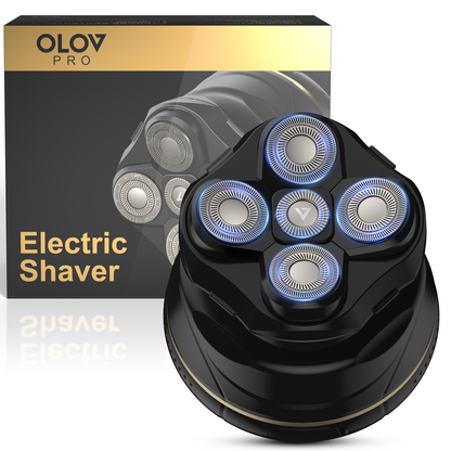 OLOV Pro Cordless Rechargeable Waterproof Men's Head & Hair Electric Shaver,Skin-Friendly, 360° Full Coverage & Effortless Control, Easy to Clean, Wet & Dry Use