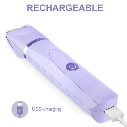OLOV Electric Body Hair Trimmer Kit - Bikini, Groin & Underarm Grooming, Wet/Dry Shaver, USB Rechargeable, Waterproof Razor for Men & Women, Purple