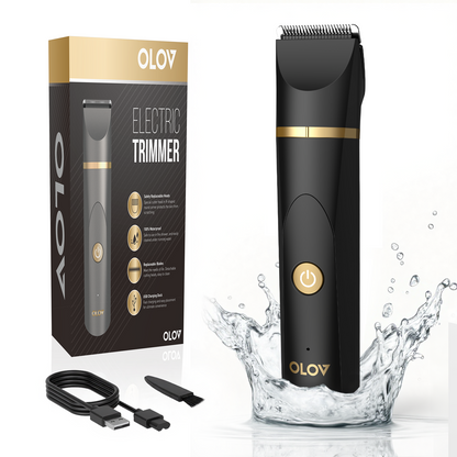 OLOV Electric Body Hair Trimmer Kit - Groin, Bikini & Underarm Grooming, Wet/Dry Shaver, USB Rechargeable, Waterproof Razor for Men & Women, Black
