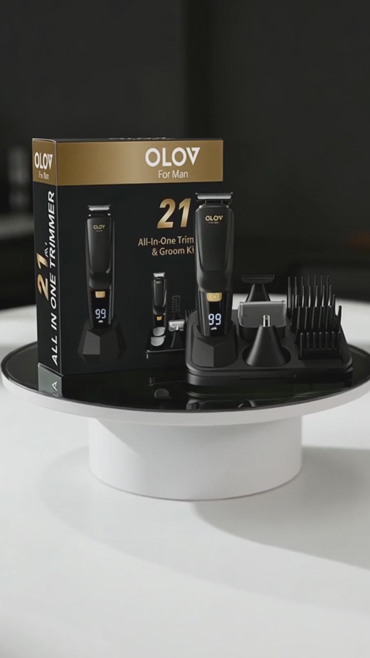 OLOV® For Man Electric Beard Trimmer, 21 Piece All-in-One Mens Grooming Kit and Hair Clipper